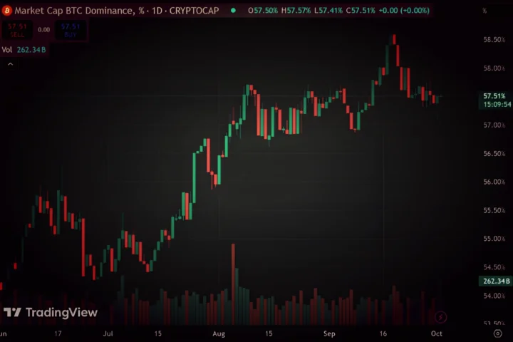 Bitcoin dominance chart showing market share and trends