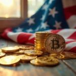 Crypto Coins with American Flag