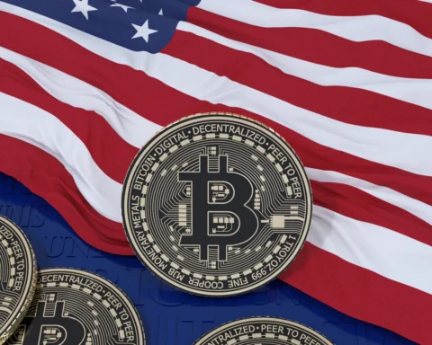 Bitcoin on usa flag