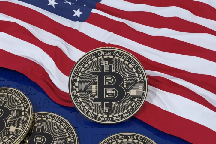 Bitcoin on usa flag