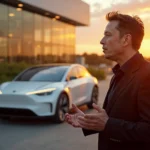 Elon Musk with Factory Background