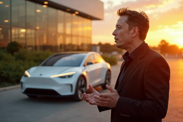 Elon Musk with Factory Background